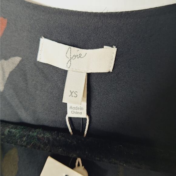 Joie Avari Silk Babydoll Dress XS Black Dark Floral Boho Romantic Mini Dainty - Picture 5 of 15